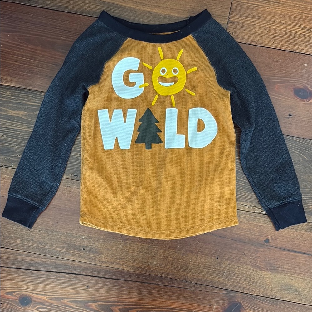 Kids Go Wild Graphic Raglan Shirt - Black and Brown